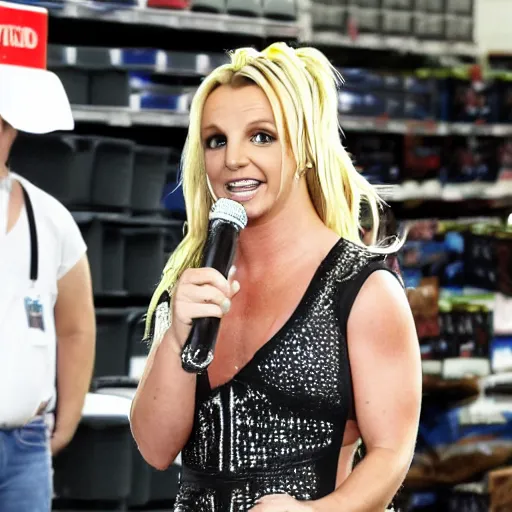 Image similar to britney spears singing a song at costco