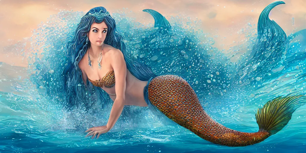 Image similar to queen of the ocean mermaid, highly detailed, 8k UHD