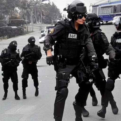 Image similar to michael jackson getting raided by swat team