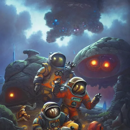 Image similar to space miners by justin gerard, deviantart