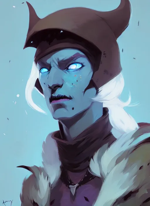 Image similar to ( ( ( ( ( portrait of male drow from dungeons and dragons surrounded by crows. ) ) ) ) ) by atey ghailan, by greg rutkowski, by greg tocchini, by james gilleard, by joe fenton, by kaethe butcher, dynamic lighting, gradient light blue, brown, blonde cream and white color scheme, grunge aesthetic