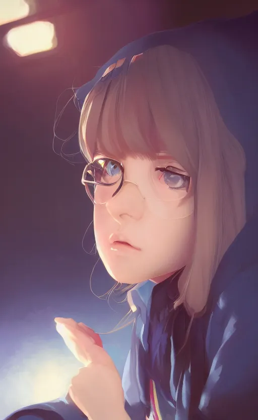 Image similar to a portrait of a cute female ravenclaw student, hogwarts setting, vivid colors, soft lighting, atmospheric, cinematic, moody, in the style of ilya kuvshinov and range murata, krenz cushart, rule of thirds, oil on canvas, 8 k