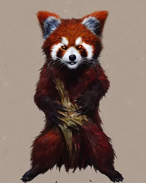 Image similar to Red Panda Shapeshifter Druid Mage, D&D, artstation, fantasy, magic the gathering artwork, cinematic lighting, centered, symmetrical, highly detailed, digital painting, , concept art, smooth, sharp focus, illustration, volumetric lighting, epic Composition, 8k, art by Akihiko Yoshida and Greg Rutkowski and Craig Mullins, oil painting, cgsociety