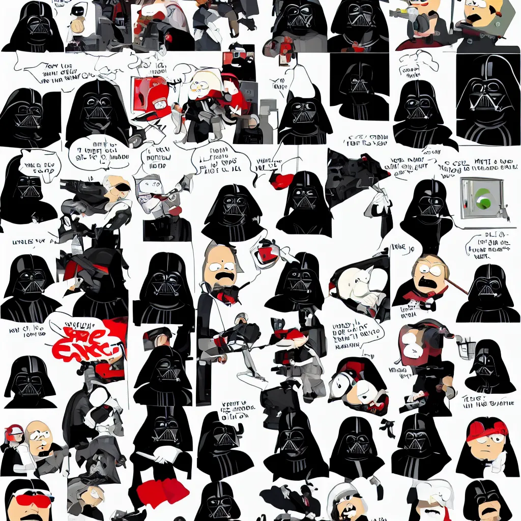 Image similar to Darth Vader laughing, in the style of South Park