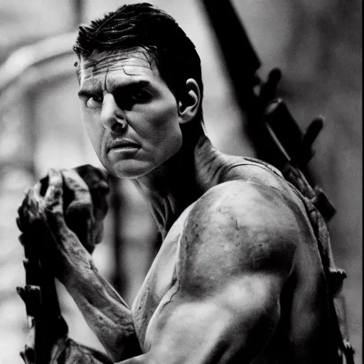 Image similar to tom cruise as frankenstein, black and white