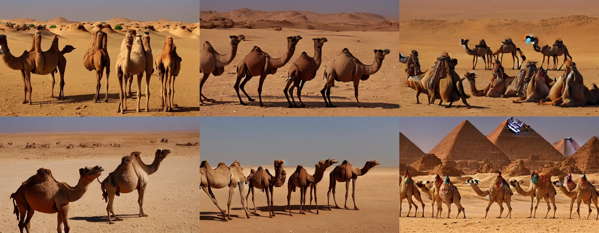 Image similar to Camels in a desert landscape in Egypt