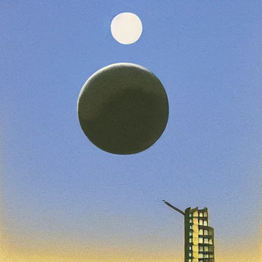 Prompt: A snail is flying in the sky with the moon on its back,by Quint Buchholz .