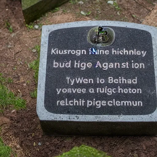 Prompt: paul krugman, a victim of great bitcoin flu, grave at highgate cemetery in london