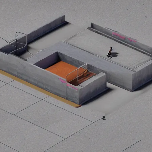 Prompt: : isometric skatepark 3d render blender octane