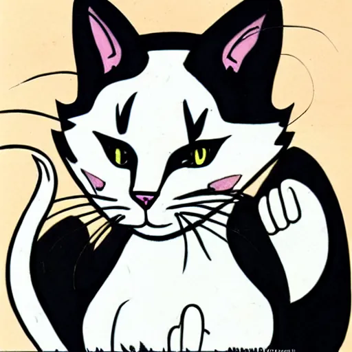 Image similar to white cat with black markings, todd mcfarlane art style,