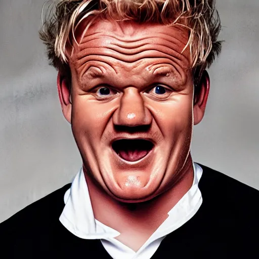 Prompt: obese gordon ramsey shouting and screaming