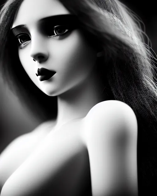 Image similar to black and white dreamy young beautiful female artificial intelligence, metropolis, cinematic, rim light, bokeh, photo - realistic, elegant, high detail, 8 k, masterpiece, photo taken in 1 9 3 0