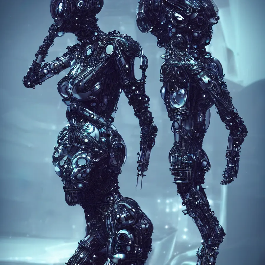 Image similar to full lenght shot, super hero pose, biomechanical dress, inflateble shapes, wearing epic bionic cyborg implants, masterpiece, intricate, biopunk futuristic wardrobe, highly detailed, artstation, concept art, background galaxy, cyberpunk, octane render