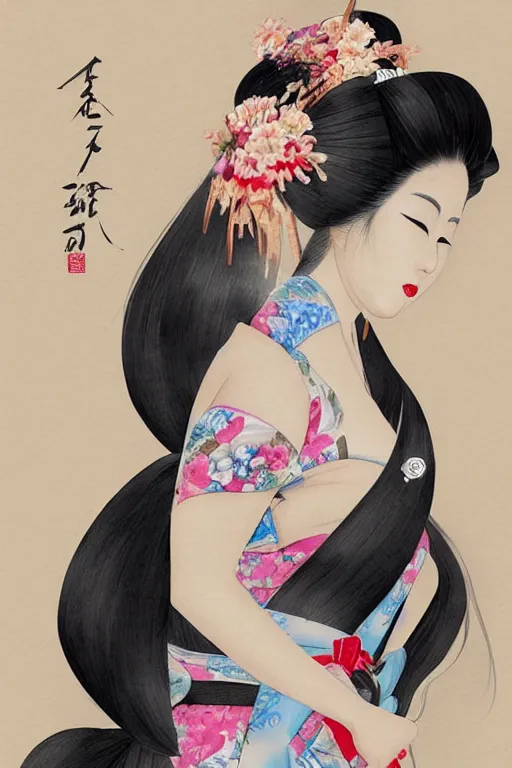 Image similar to extremely sensual geisha full body, seductive pose, full body, digital art, 8k, character, realistic, portrait, photorealism, japan watercolour, masterpiece art