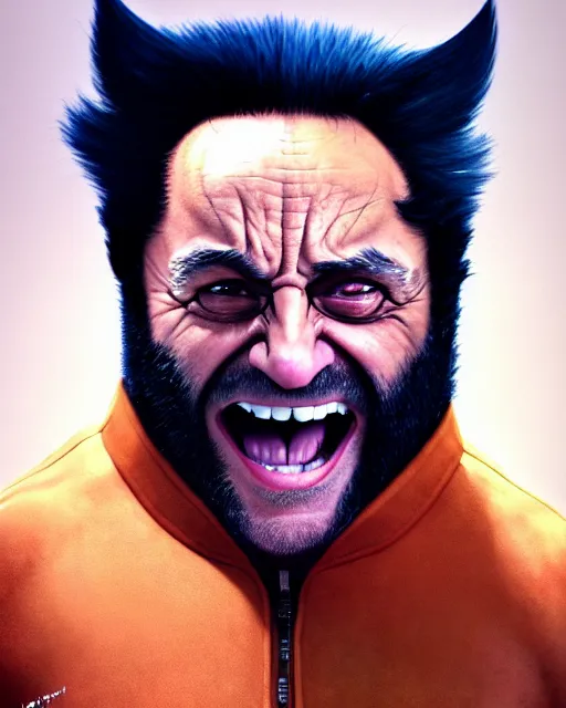 Image similar to danny devito as wolverine, full body portrait, full suit, claws out, oil on canvas, octane render, trending on artstation