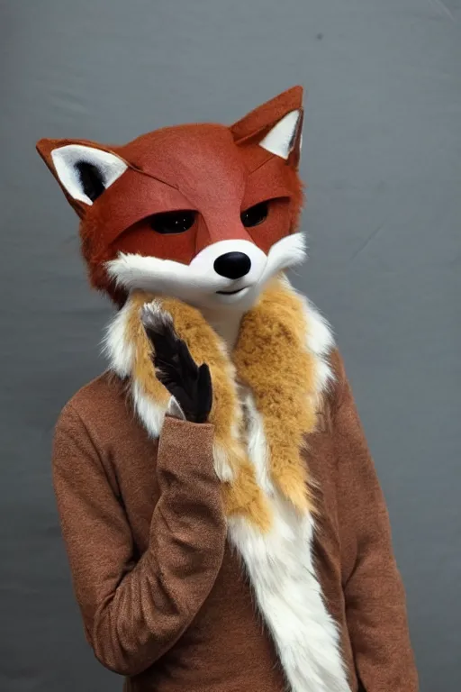 Image similar to an anthropomorphic fox, fursuit!!!!, cosplay