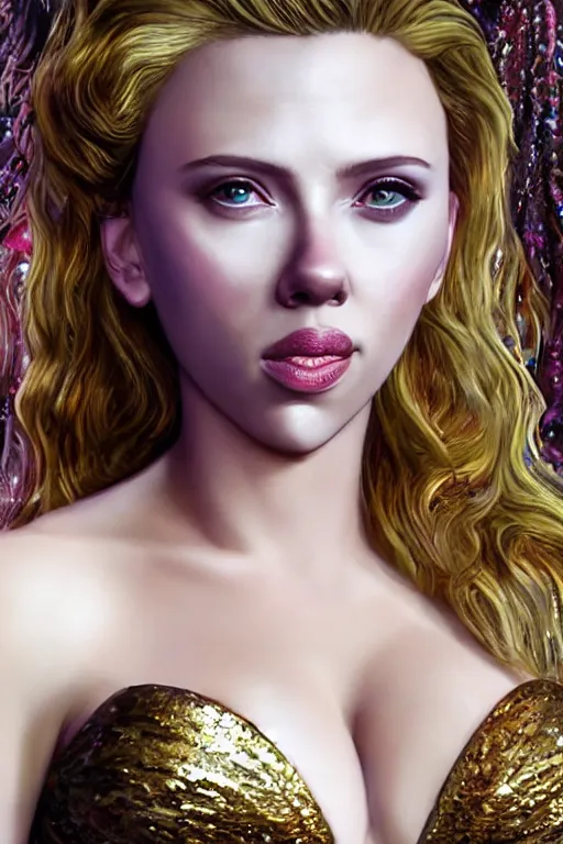 Image similar to scarlett johansson in a mermaid outfit fantasy, highly detailed face, 8 k