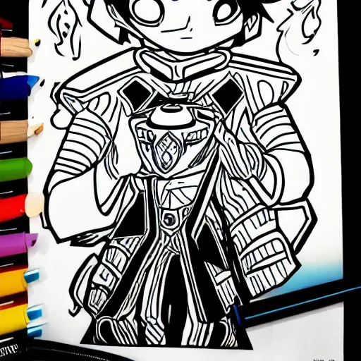 Image similar to Seto Kaiba coloring book page, black and white