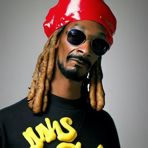 Prompt: photo of snoop dog as a delicious hot dog,