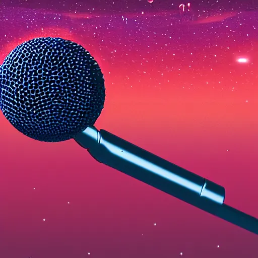 Image similar to microphone floating in space concept art