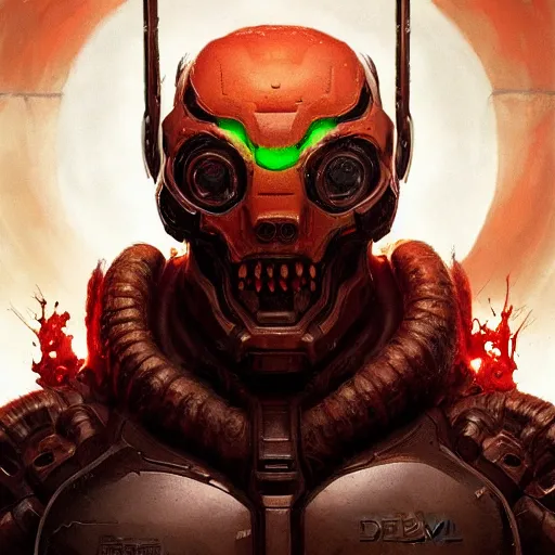 Image similar to doom eternal, mutant, tubes fused with the body, front view, painted by stanley lau, painted by greg rutkowski, painted by stanley, artgerm, masterpiece, digital art, trending on arts