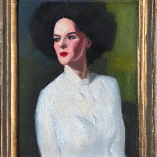 Image similar to portrait of a woman wearing white and red, oil painting by robert gunn.