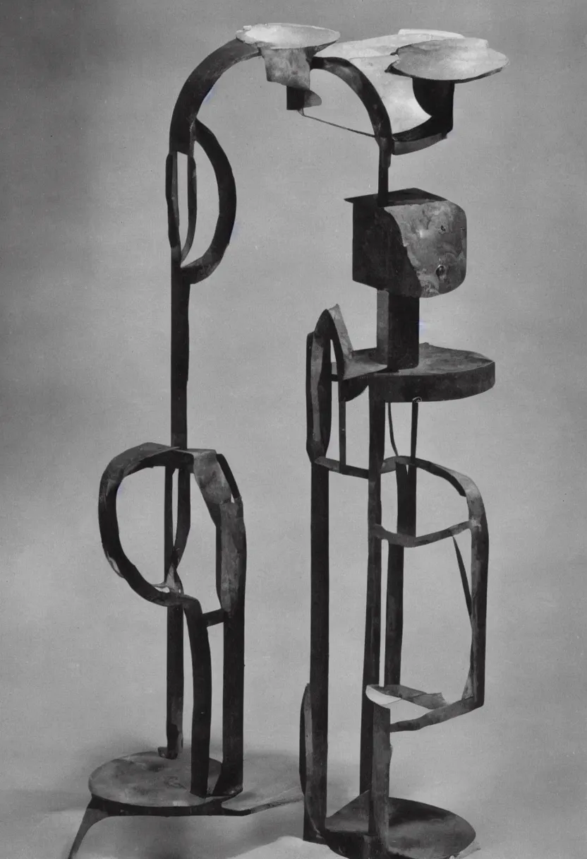 Prompt: simple readymade machine object on a pedestal, Marcel Duchamp