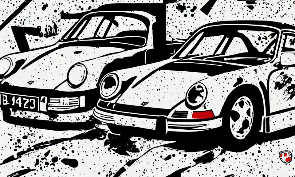 Image similar to pop art illustration of the porsche 9 1 1