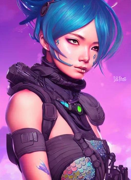 Image similar to Mermaid in apex legends as an anime character digital illustration portrait design by Ross Tran, artgerm detailed, soft lighting