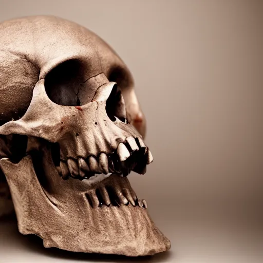 Image similar to A photo of {a skull of an Alien} , professional photograph, studio lighting, highly detailed