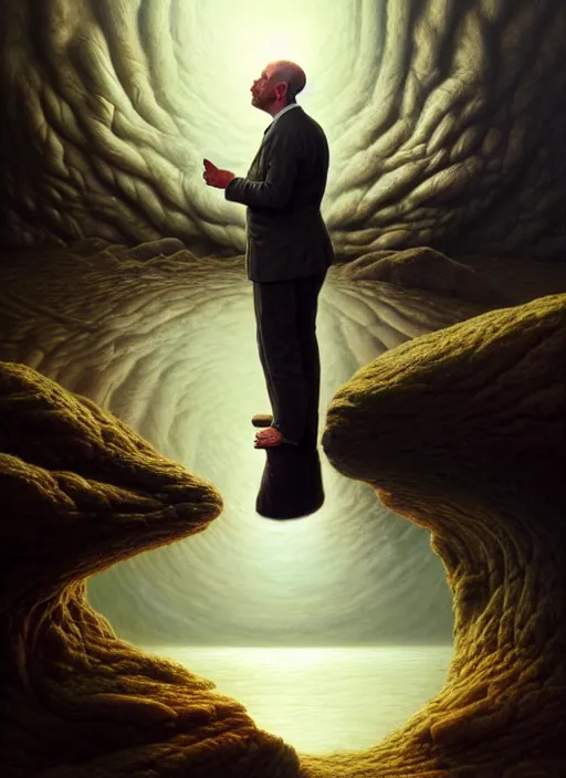 Image similar to a hyper - detailed 3 d render like a oil painting of god speaking with his creation, surrealism!!!!! surreal concept art, lifelike, photorealistic, digital painting, aesthetic, smooth, sharp focus, artstation hd, by greg rutkowski, chris tulloch mccabe, valentina remenar and asher duran,