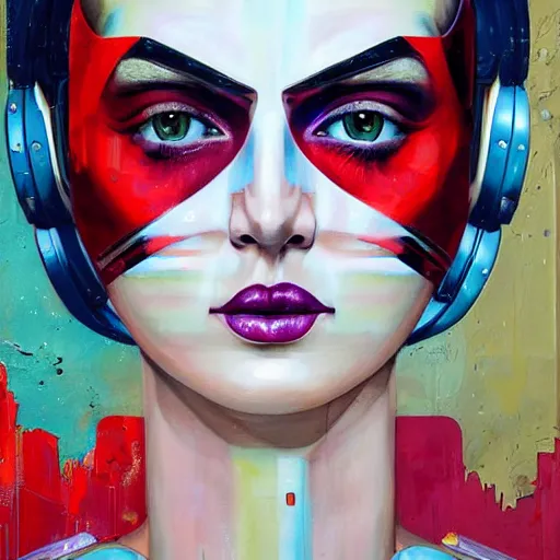 Prompt: portrait of female android, by sandra chevrier and fra angelico