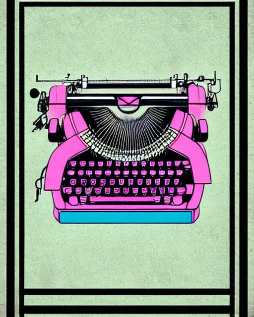 Prompt: artdeco illustration digital art typewriter. retro. colorful pastel. 3 d.