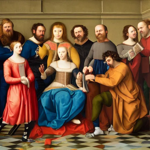 Prompt: a renaissance style portrait painting of BROCKHAMPTON