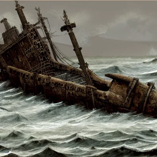 Prompt: medieval shipwreck