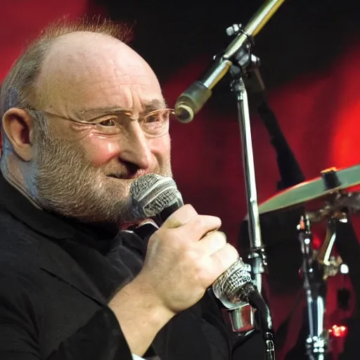 Image similar to !dream a beautiful photo of Phil Collins as a Muppet, playing drums,