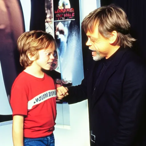 Prompt: mark hamill meets young mark hamill for the first time