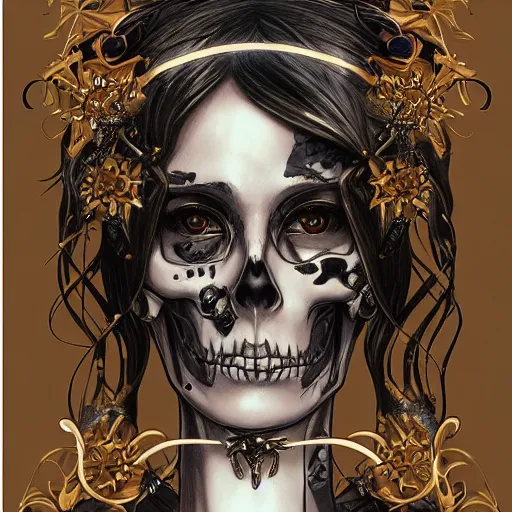 Image similar to anime manga skull portrait young woman angel disney skeleton, intricate, elegant, highly detailed, digital art, ffffound, art by JC Leyendecker and sachin teng