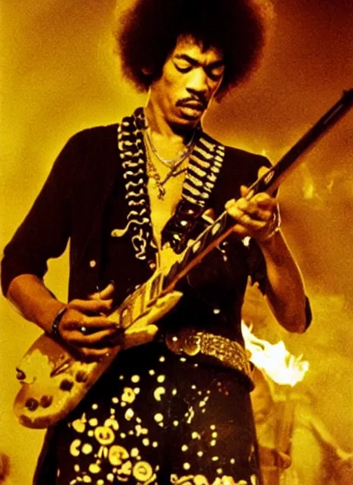 Image similar to jimi hendrix burning his guitar on stage