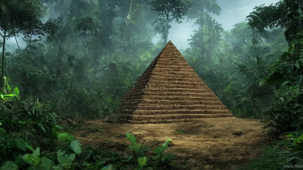 Image similar to A hidden pyramid found in the jungles of Congo very very very beautiful scenery, hd, hdr, ue5, ue6, unreal engine 5, cinematic 4k wallpaper, 8k, ultra detailed, high resolution, artstation, award winning