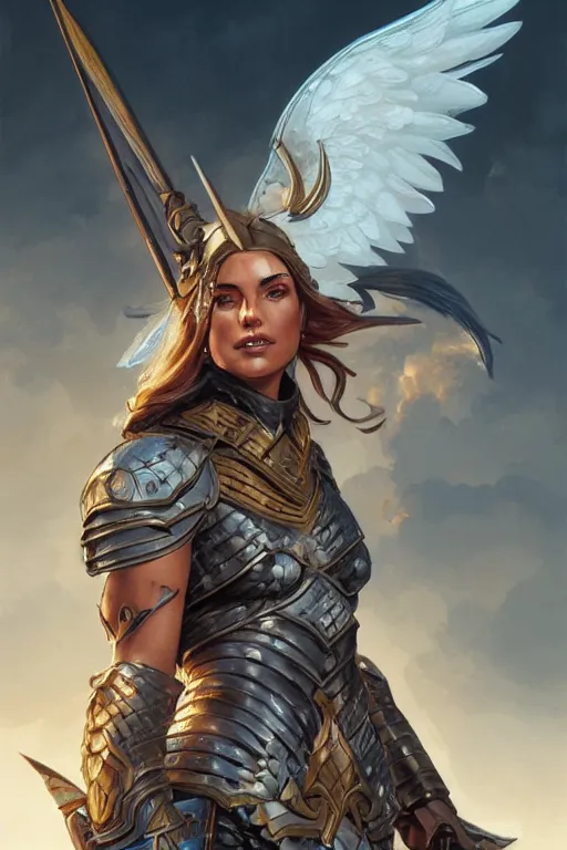 Image similar to amazon valkyrie athena, d & d, fantasy, portrait, highly detailed, headshot, digital painting, trending on artstation, concept art, sharp focus, illustration, art by artgerm and greg rutkowski and magali villeneuve