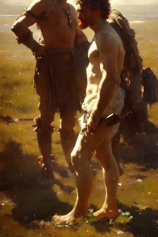Prompt: portrait david and goliath by anders zorn, wonderful masterpiece by greg rutkowski, beautiful cinematic light, american romanticism by greg manchess, jessica rossier