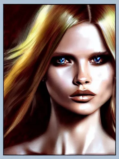 Prompt: portrait of abbey lee by kilart artstation