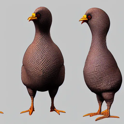 Image similar to 4 th dimensional chicken render, wireframe, unreal engine