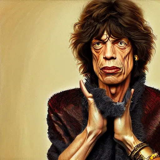 Image similar to digital painting of mick jagger by filipe pagliuso and justin gerard, symmetric, fantasy, highly, detailed, realistic, intricate