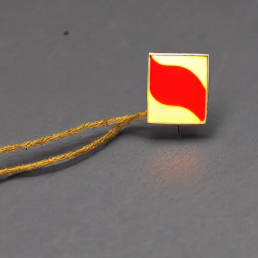 Image similar to a photo of a retro 1 9 6 0 s minimalistic plain fire flames enamel pin, studio lighting, behance