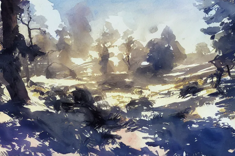 Image similar to small centered on white watercolor paper, paint brush strokes, abstract watercolor painting of prehistoric settlement, midday sharp light, dust, cinematic light, american romanticism by hans dahl, by jesper ejsing, by anders zorn, by greg rutkowski, by greg manchess, by tyler edlin