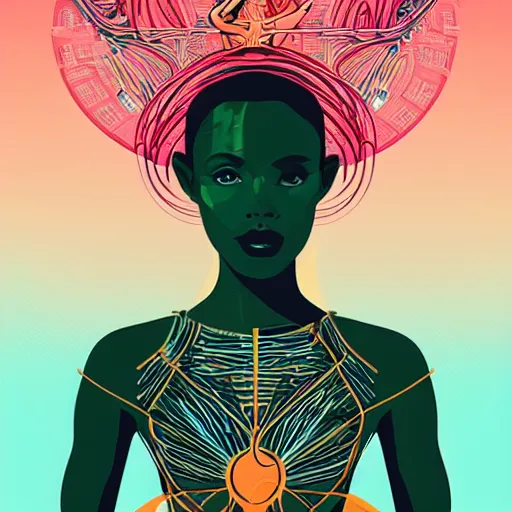 Prompt: a poster of a ballerina an album cover by kilian eng, behance contest winner, afrofuturism, circuitry, artwork, adafruit