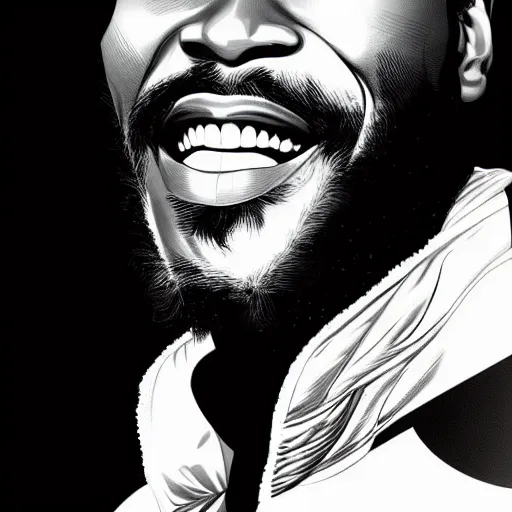 Prompt: portrait of marvin gaye by martin ansin, comics, highly detailed