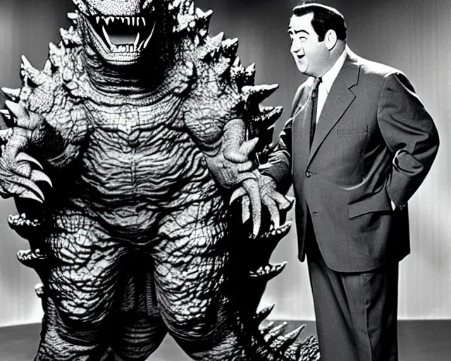 Image similar to Abbott and Costello meet Godzilla